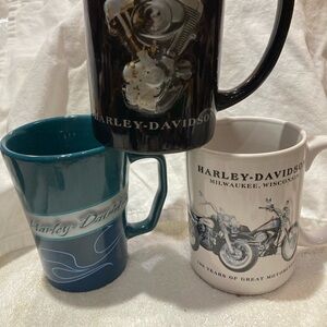 Harley-Davidson Mug Trio - Black, Teal, White authentic, original new